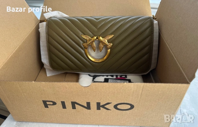 Дамска чанта Pinko Love Click Baguette Mini Chevron маслинено зелено, , снимка 8 - Чанти - 53998487