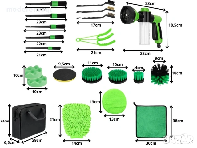 Комплект за почистване на автомобили от 21 части аксесоари за автомивки и детайлинг, снимка 3 - Аксесоари и консумативи - 53986149