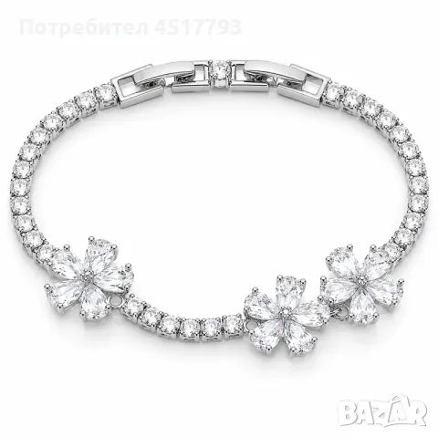 Тенис гривна с бяло позлатяване 2405112602315 | Колекция Trinity Tennis Collection