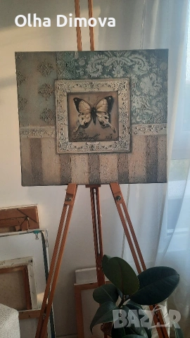 Картина Пеперуда 40 × 45 см., снимка 5 - Картини - 54395678
