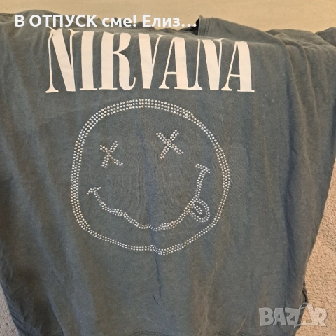 Тениска Nirvana smiley усмивка кристалчета, лицензна ..винтидж сиво acid wash