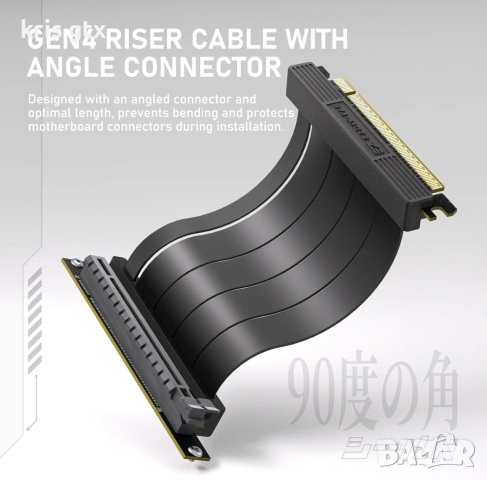 Брекет за вертикален монтаж на GPU EZDIY-FAB  PCIe 4.0 Riser Cable 90° черен, снимка 6 - Видеокарти - 54391632