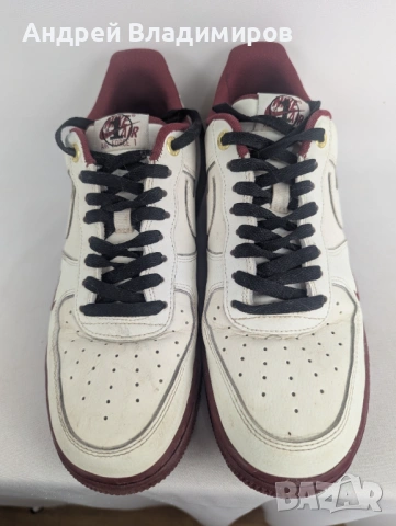 Маратонки Nike Air Force 1 Low 82 Cream Burgundy, снимка 4 - Маратонки - 54369615