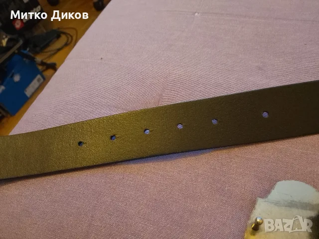 Колан естествена кожа 112 см на 38 мм с масивна метална тока Филипп Плейн като но нов, снимка 8 - Колани - 55307805