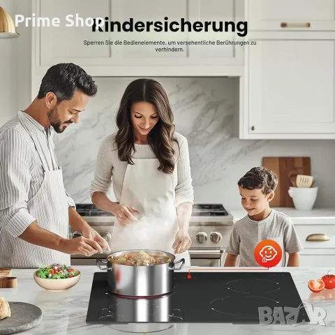 Електрически стъклокерамичен плот за вграждане, 4 зони, 6000W, Touch Control, COVERCOOK, снимка 7 - Котлони - 55679261