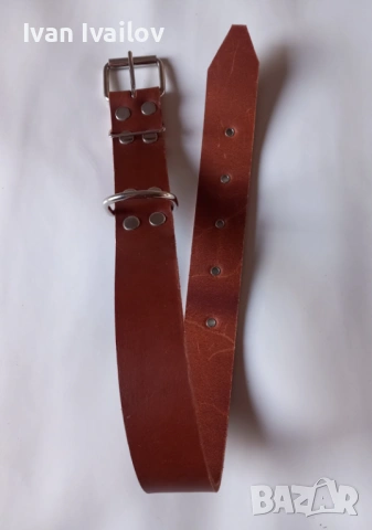 Много здрав нашийник от естествена кожа (цвят Коняк) – 4 см широк, снимка 2 - За кучета - 54137963