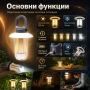 Мощна акумулаторна преносима LED лампа къмпинг осветление лед фенер за риболов туризъм палатка силна, снимка 2