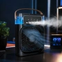 Преносим черен въздушен 3 в 1 охладител,овлажнител,вентилатор с LED резервоар за вода, снимка 2