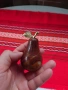 Винтидж декоративна круша от естествен камък (оникс/яспис) и месинг, снимка 1
