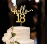 Hello 18 златист акрилен топер за декорация 6, снимка 1