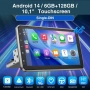 6/128GB 10.1” 1-DIN мултимедия с Android 14, 8-core CPU, 4G/LTE, RDS, CarPlay и AndroidAuto , снимка 1