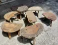 Трикраки стари столчета и маси, стол, маса паралия, синия, снимка 16