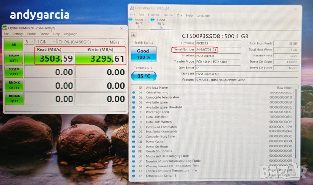  500GB Crucial P3 Gen4 PCIe NVMe SSD скрост четене/запис 3500 и 3200 mb/sec ЧИСТО НОВ ДИСК disk, снимка 2 - Твърди дискове - 54626690