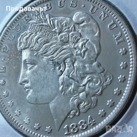 Сребърен американски Морган долар от 1884 г., снимка 2 - Нумизматика и бонистика - 54008401