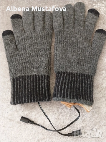 USB Отопляеми плетени ръкавици - Сиви, снимка 3 - Други - 54191908