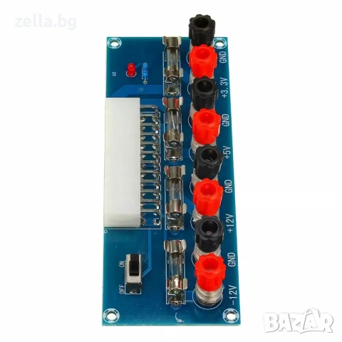 Адаптерна платка за ATX захранване 12V, 5V, 3.3V – с 5A предпазители, LED индикатор и ON/OFF 10395, снимка 5 - Друга електроника - 54692042