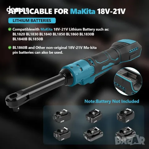 Акумулаторен тресчотка винтоверт/гайковерт 3/8", за 18–21V батерия Brushless с LED и адаптери, снимка 4 - Ключове - 55321035