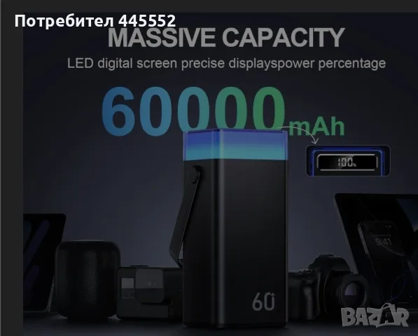 Външна батерия, Suness, 60000mAh