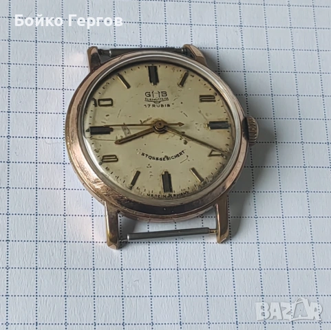 Немски-GDR /DDR Винтидж часовник GUB GLASHUTTE кал.70,1 - 17 RUBIS. Позлатен 20MK.Работи перфектно !