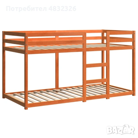 Предлагам двуетажно легло 75x190 см, дърво масив, снимка 2 - Спални и легла - 54604429