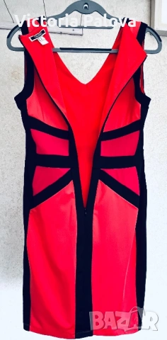 Спортно-елегантна коралова рокля с контрастни панели – NIKIBIKI, размер L, снимка 9 - Рокли - 53978743
