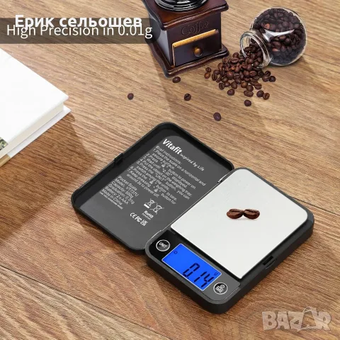 Vitafit Дигитална джобна везна 500g / 0.01g – Прецизна електронна везна, снимка 3 - Везни - 55510248