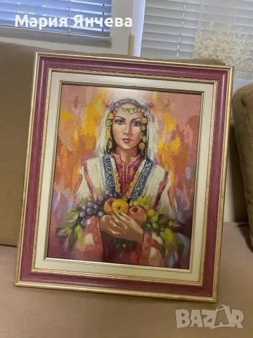 Гоблен ,, Момиче с плодове”, снимка 2 - Гоблени - 55530309