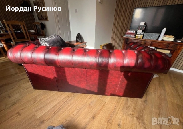 Честърфийлд кожен диван Chesterfield ОРИГИНАЛЕН, снимка 3 - Дивани и мека мебел - 55139189