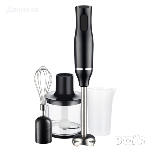Ръчен черен блендер 800W с чопър, бъркалка и мерителна кана – мултифункционален кухненски помощник