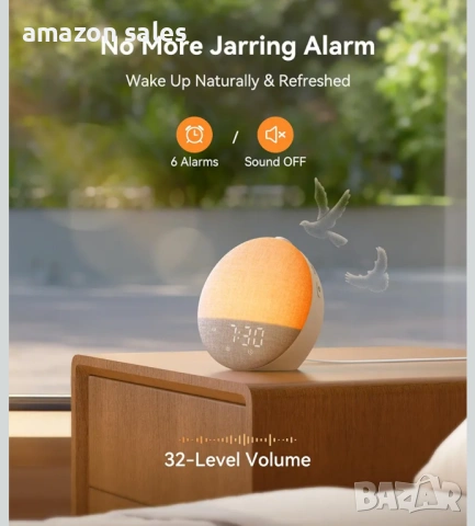 Dreamegg Sunrise 2 - Будилник с изгрев, звукова машина за сън,29 успокояващи звука,машина за бял шум, снимка 4 - Други - 54479727
