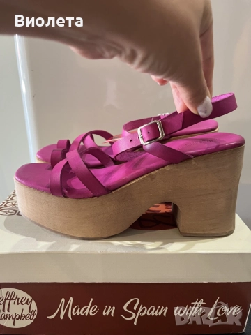 Дамски сандали Jeffrey Campbell в цвят фуксия с дървена платформа номер 40, снимка 4 - Дамски елегантни обувки - 55458380
