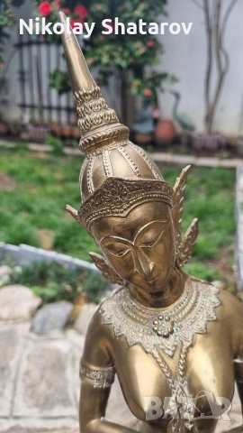 Бронзова скулптура. Азиатска фигура , снимка 2 - Антикварни и старинни предмети - 54014381