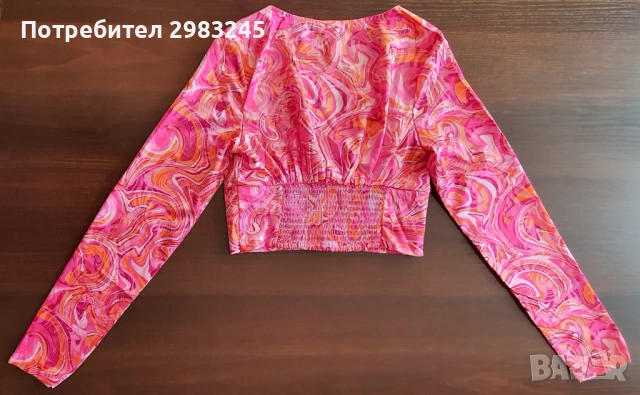 Блуза с дълги ръкави и розови мотиви, снимка 2 - Блузи с дълъг ръкав и пуловери - 54282423
