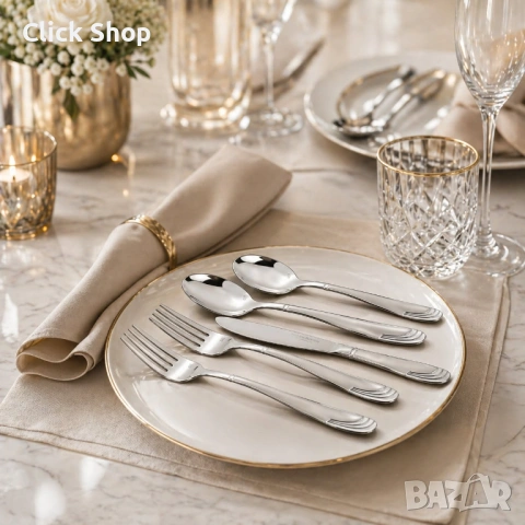 Прибори 30ч. Bohmann BH BP A30-SM, кутия, 18/10 s/s, неръждаема стомана, снимка 3 - Прибори за хранене, готвене и сервиране - 54923269