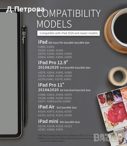 Pengreen P77 Стилус за iPad – Магнитен, Palm Rejection, снимка 5 - Аксесоари за Apple - 55227089