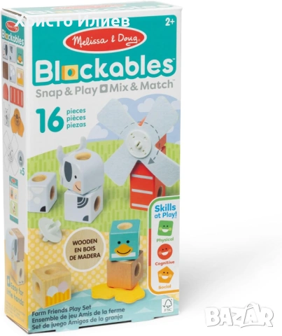 Дървен конструктор Melissa & Doug Blockables Горски приятели Ферма 16 части 2 вида, снимка 13 - Конструктори - 53411787