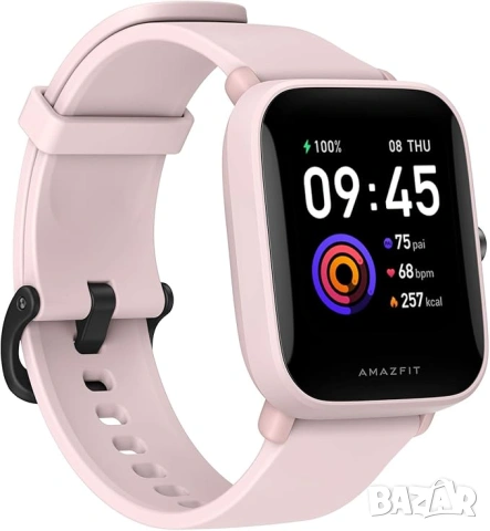 Смарт часовник Amazfit Bip U Pink Square 1.43” с 60+ спортни режима - НОВ