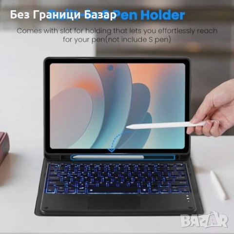 Нов Samsung Galaxy Tab A11 Plus A9 Plus калъф кейс с клавиатура тъчпад подсветка таблет Самсунг, снимка 5 - Друга електроника - 54966967