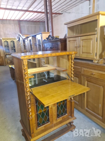 Бар-Шкаф (Секретар) от Масив с Витражи и Огледало, снимка 3 - Шкафове - 54203319