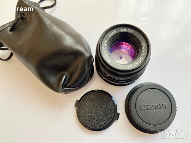 Отличен! Pentacon Auto Multi-Coated 50mm f/1.8 Ръчен Обектив, Резба M42 + Адаптор M42 към EF Canon