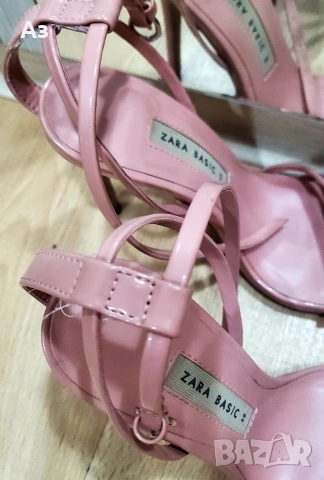 Елегантни розови сандали на ток Zara Basic, снимка 3 - Сандали - 54919288