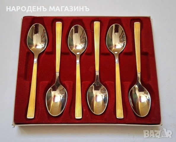 SOLINGEN - Немски сервиз позлатени лъжички за чай кафе 24 карата злато , снимка 2 - Други ценни предмети - 54767231