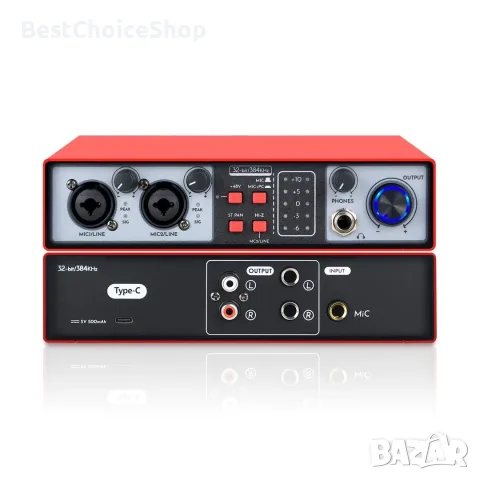 USB аудио интерфейс 2-in-2-out 32-bit/384kHz DSP 48V, домашно студио – NMX02
