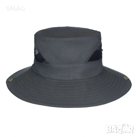 Мъжка bucket шапка сива с мрежа и копчета_1224865, снимка 2 - Шапки - 54923284