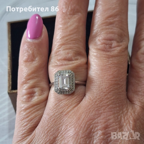 Сребърен пръстен тип годежен 