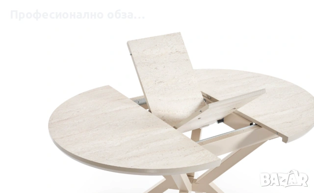 Прекрасен комплект за трапезария в бежево-кафява гама с въртящи се трапезни столове, снимка 6 - Маси - 53956108