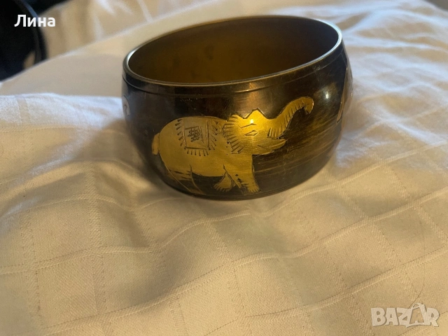 Месингова стара Тибетска гривна със слончета, снимка 3 - Антикварни и старинни предмети - 54167480