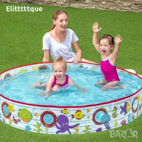 Детски басейн с твърди стени Ocean Fun 152 x 25 см, 435 л – Морски дизайн, без надуване, снимка 5 - Други стоки за дома - 54937460