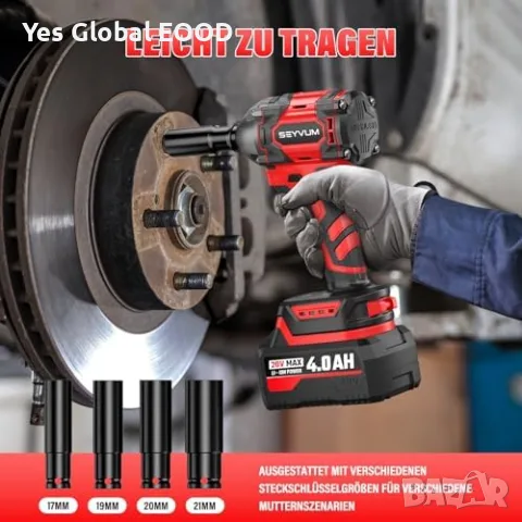 SEYVUM акумулаторен ударен гайковерт 400 Nm, 21V, снимка 5 - Винтоверти - 55379268