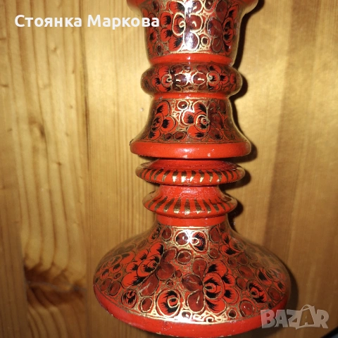 Красив дървен свещник-ръчна изработка, снимка 7 - Декорация за дома - 54774693